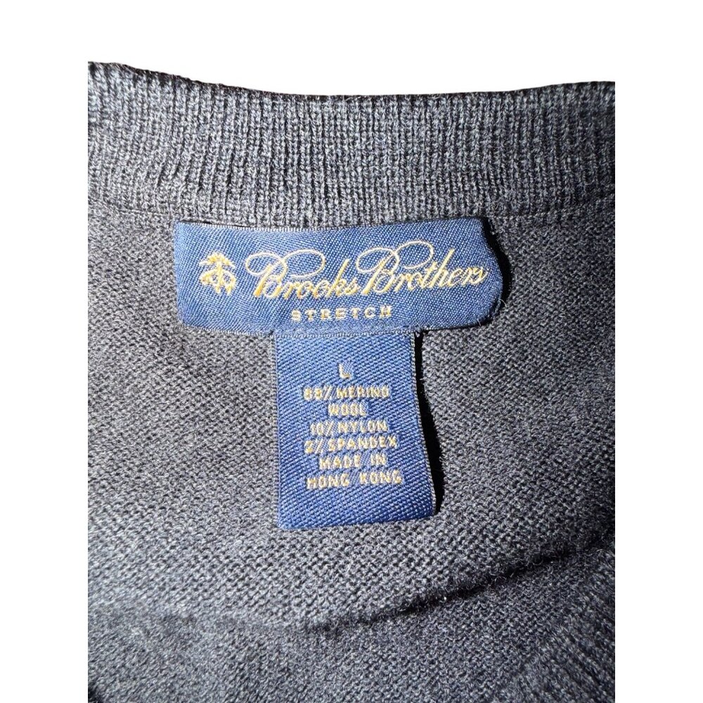 Brooks Brothers Mens Charcoal Gray Merino Wool Blend Stretch Crewneck Sweater L - Picture 4 of 6
